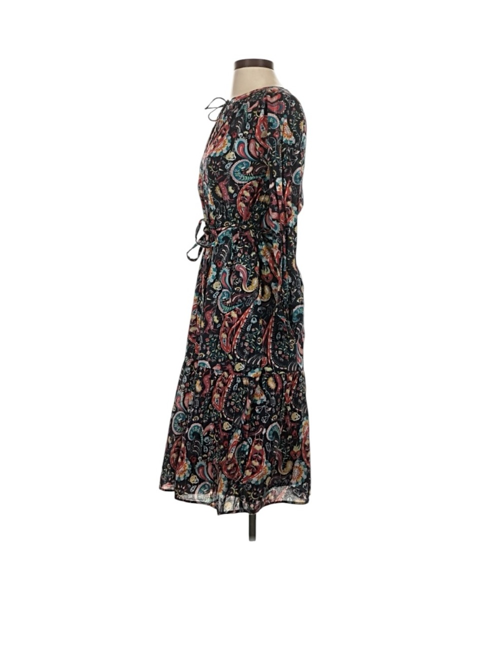 LOFT Blue Shimmer Paisley Midi Dress with Multicolor Print - Picture 5 of 8